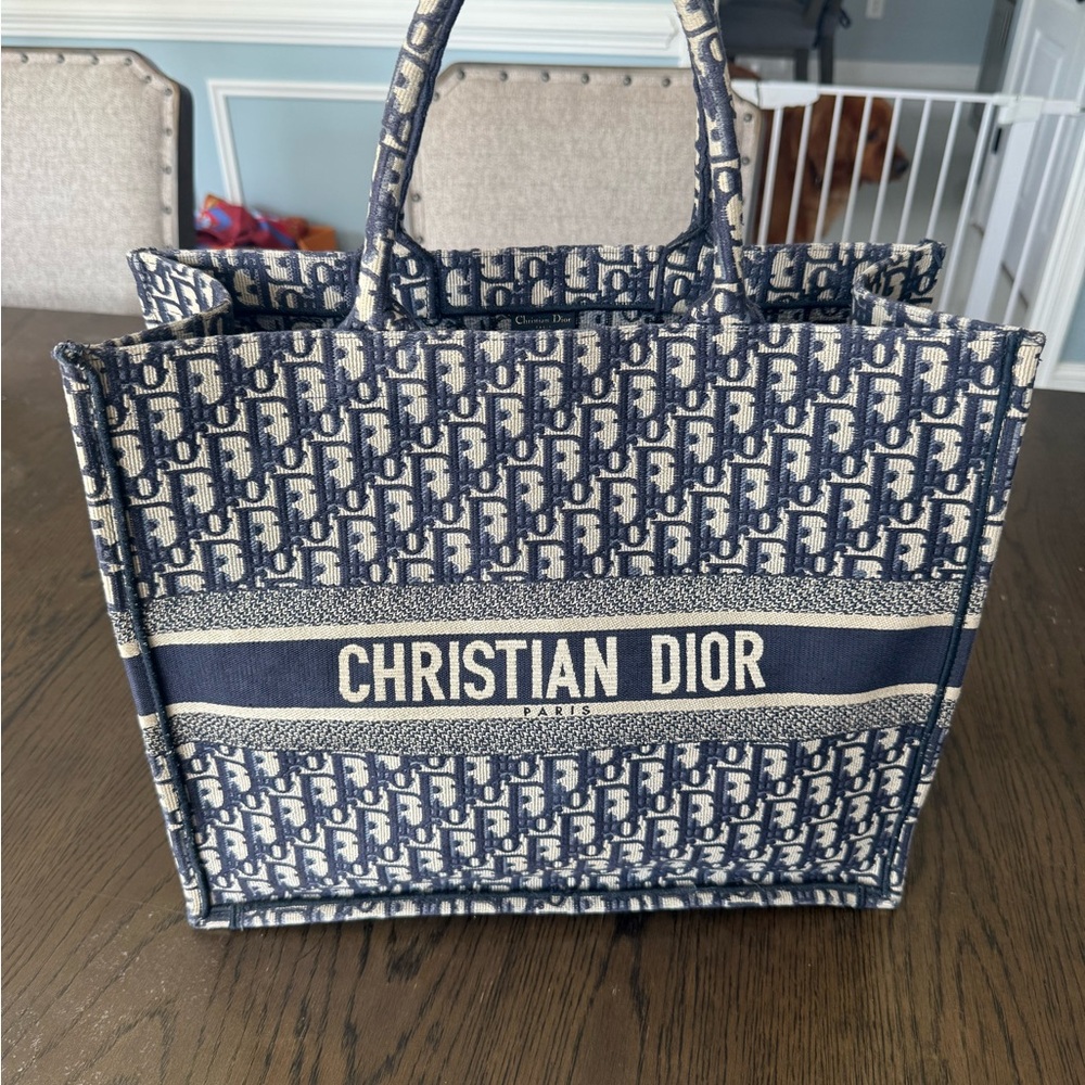 Dior Blue and White Tote Bag